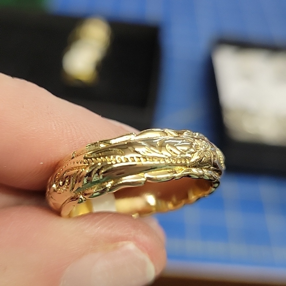 Textured Gold Tone Ring Band